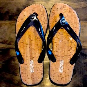 New Michael Kors Jet Set Mk Jelly Flip-Flops Black